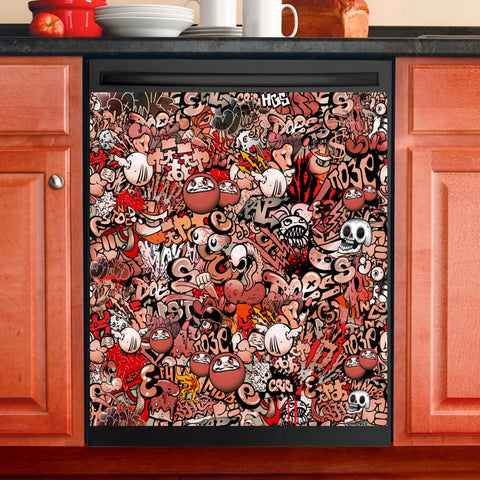 Graffiti Art Dishwasher Magnet Cover Kitchen Decoration Decals Appliances Stickers Magnetic Sticker ND