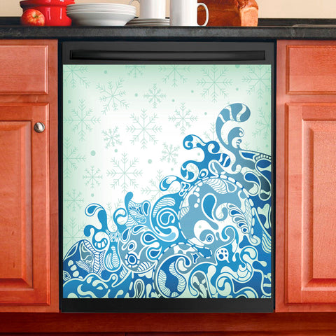 Abstract Floral Snow Dishwasher Magnet Cover Kitchen Decoration Decals Appliances Stickers Magnetic Sticker ND