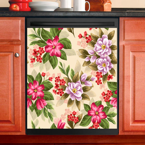 Flower Watercolor Style Dishwasher Magnet Cover Kitchen Decoration Decals Appliances Stickers Magnetic Sticker ND