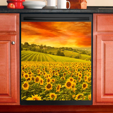 Sunflower Field Dishwasher Magnet Cover Kitchen Decoration Decals Appliances Stickers Magnetic Sticker ND