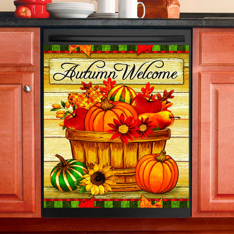 Autumn Pumpkin Dishwasher Magnet Cover Kitchen Decoration Decals Appliances Stickers Magnetic Sticker ND