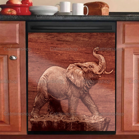 Elephant Dishwasher Magnet Cover Kitchen Decoration Decals Appliances Stickers Magnetic Sticker ND