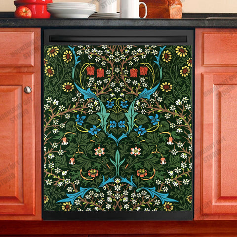 William Morris Floral Dishwasher Magnet Cover Kitchen Decoration Decals Appliances Stickers Magnetic Sticker ND