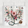 Nurse Tumbler Wrap, Cute Tumbler Gift Idea, Floral Nurse Skinny Tumbler Wrap DL