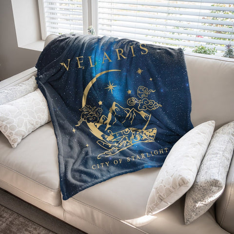 Velaris City of Starlight Blanket, ACOTAR Night Court Throw, SJM Fantasy Merch, A Court of Thorns and Roses Bookish Gift, Plush Blanket SJM DL