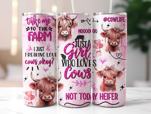 Glitter Valentine Highland Cow Tumbler Wrap, 20oz Skinny Tumbler Sublimation Design, Valentines Day Tumbler Wrap, Funny Valentine Tumbler NP