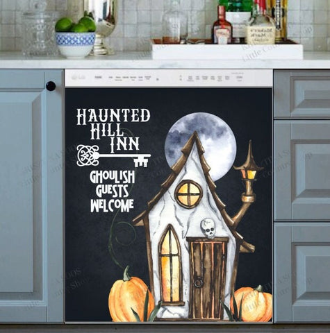 Halloween Haunted Hill Dishwasher Magnet Cover Kitchen Decoration Decals Appliances Stickers Magnetic Sticker ND