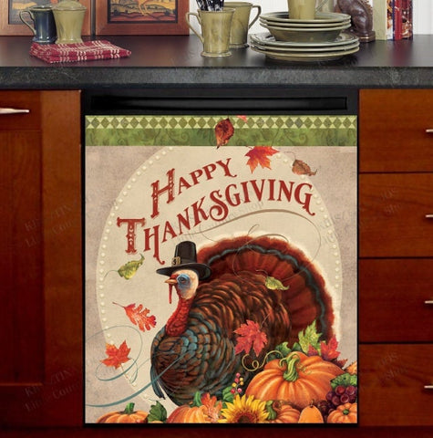 Happy Thanksgiving Turkey Dishwasher Magnet Cover Kitchen Decoration Decals Appliances Stickers Magnetic Sticker ND
