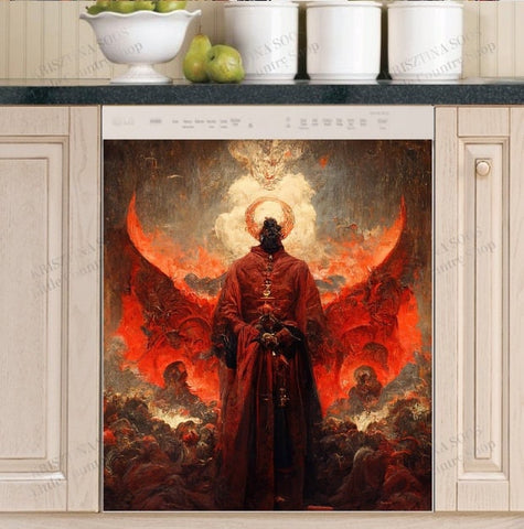 Halloween The Angel of Hell Dishwasher Magnet Cover Kitchen Decoration Decals Appliances Stickers Magnetic Sticker ND
