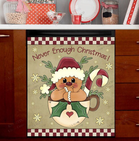 Christmas Cute Gingerbread Man Dishwasher Magnet Cover Kitchen Decoration Decals Appliances Stickers Magnetic Sticker ND