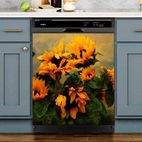 Sunflowers Dishwasher Magnet Cover Kitchen Decoration Decals Appliances Stickers Magnetic Sticker ND