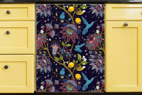 Vintage Floral Bird Dishwasher Magnet Cover Kitchen Decoration Decals Appliances Stickers Magnetic Sticker ND