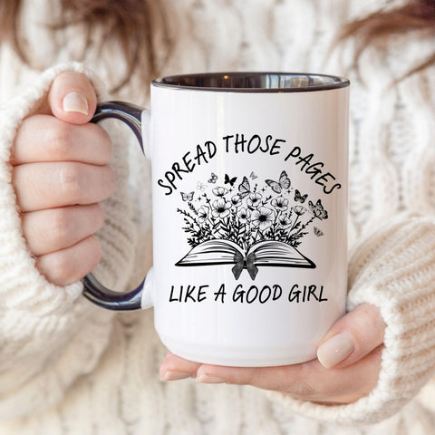 Smut Readers Mug, Book Lover Gift For Her, Funny Reading Mug, Spread Those Pages Spicy Reader Novelty Mug, Funny Gift For Mom, Dirty Book