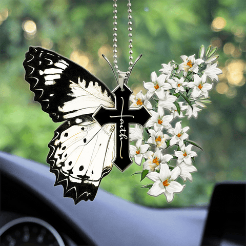 Lily Butterfly Cross Ornament