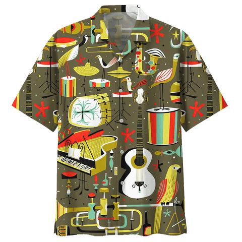 Man Hawaii Shirt Beach Shirt DRUM HAWAIIAN SHIRT 494392