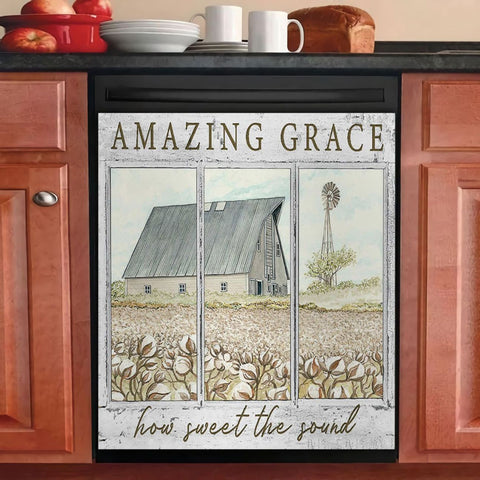 Farmhouse Amazing Grace How Sweet The Sound Dishwasher Cover Kitchen Decor HT