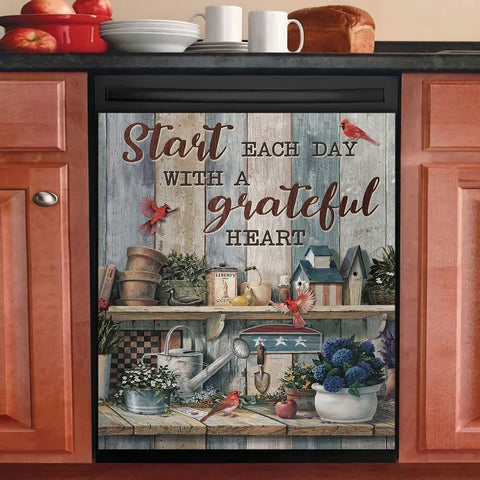 Start Each Day With A Grateful Heart Dishwasher Cover Kitchen Decor HT
