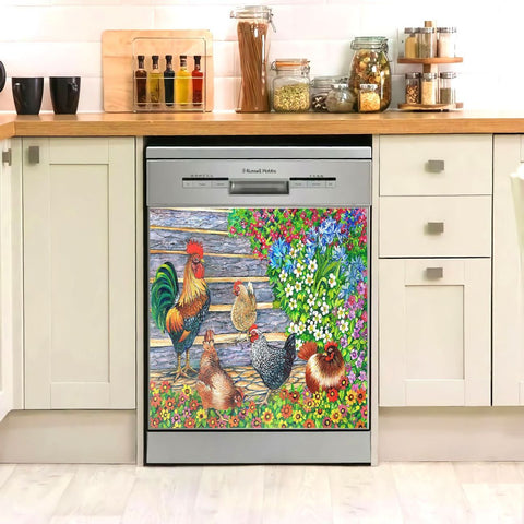 Chicken and Flower Dishwasher Cover