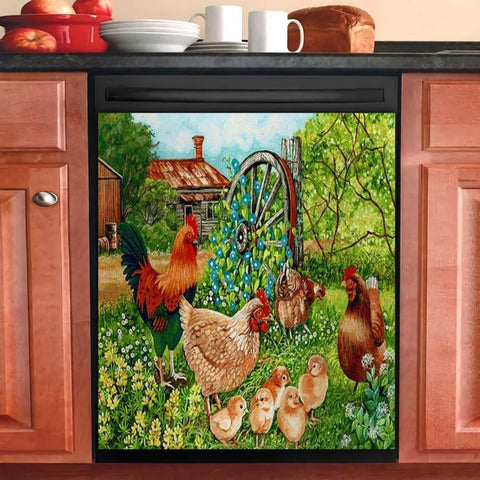 Beautiful Chicken Farm Dishwasher Cover