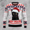 Meowy Christmas Ugly Sweater Black Cat Christmas Sweater Knitted Sweater Wool Sweater Christmas Gift For Cat Lovers