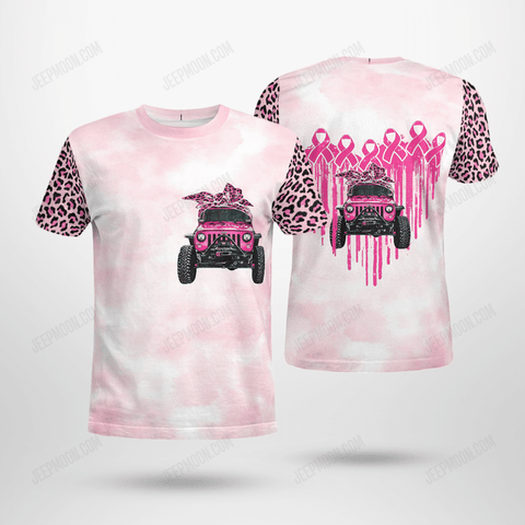 Women Shirt Pink Jeep Heart Pink Ribbon Shirt, Breast Cancer Awareness Shirt, Flower Pink Ribbon Shirt