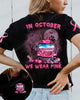 School bus Breast Cancer In October We wear pink T-shirt 3D Black Shirt, Pink Ribbon Shirt TM
