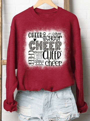 Cheer Christmas Print Long Sleeve Sweatshirt Christmas Gift