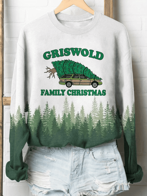Family Christmas Print Long Sleeve Sweatshirt Christmas Gift