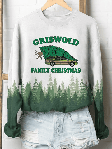 Family Christmas Print Long Sleeve Sweatshirt Christmas Gift