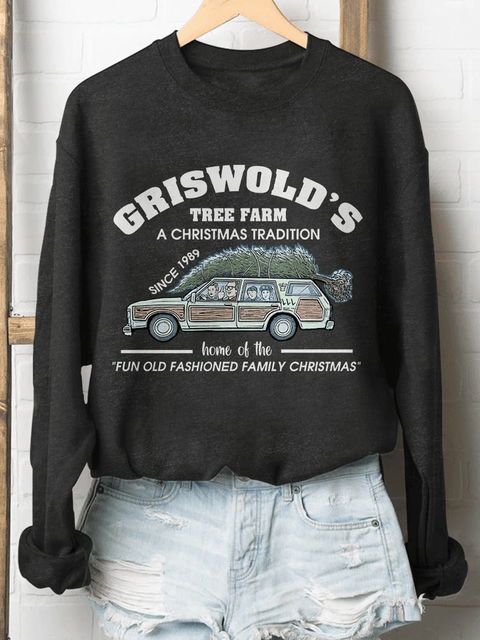 Griswolds Tree Farm Classic Print Long Sleeve Sweatshirt Christmas Gift