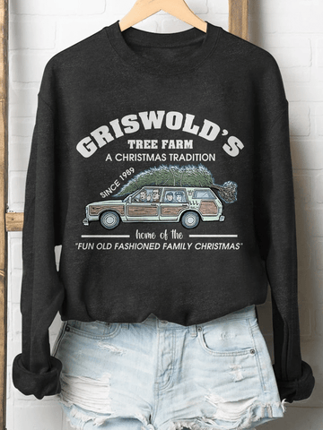 Griswolds Tree Farm Classic Print Long Sleeve Sweatshirt Christmas Gift