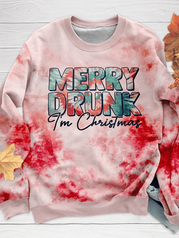 Merry Drunk I'm Christmas Colorful Print Long Sleeve Sweatshirt Christmas Gift