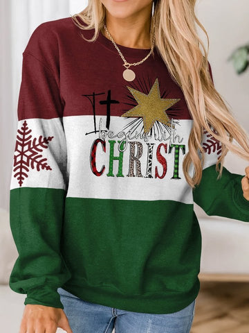 It Begins With Christ Christmas Print Long Sleeve Sweatershirt Christmas Gift