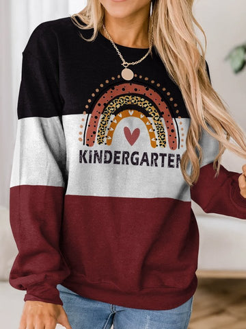 Rainbow Heart Kindergarten Teacher Long Sleeve Sweatershirt Christmas Gift