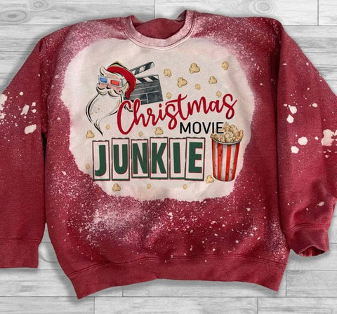 Christmas Movie Junkie Red Sweatshirt Christmas Gift Xmas Gift