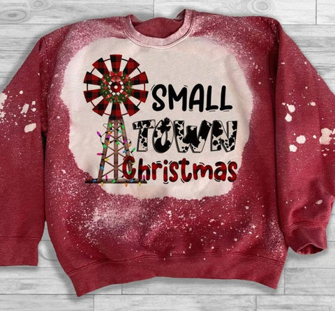 Small Town Christmas Red Sweatshirt Cow Farm Shirt Farmer Shirt Christmas Gift Xmas Gift