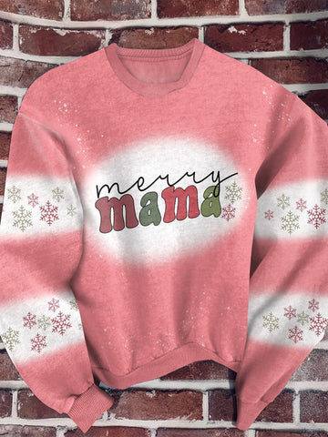 Merry Mama Pinky Snow Sweatshirt Christmas Gift Xmas Gift For Mom