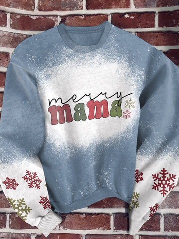 Merry Mama Blue Snow Sweatshirt Christmas Gift Xmas Gift For Mom