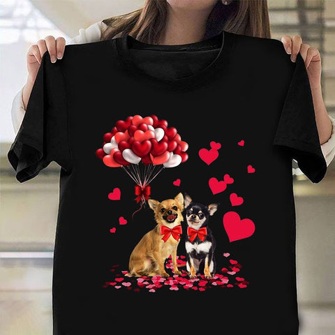 Chihuahua With Heart Bubble T-Shirt Couples Valentines Day Shirts Chihuahua Lovers Gifts