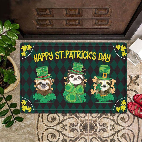 Happy St Patrick's Day Doormat Funny Sloth Best Door Mats For Home St Patrick's Day Decor HN