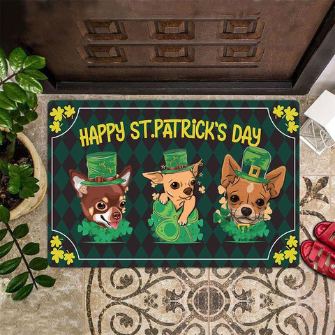 Happy St Patrick's Day Doormat Chihuahua Lovers Indoor Floor Mats Holiday Decoration HN