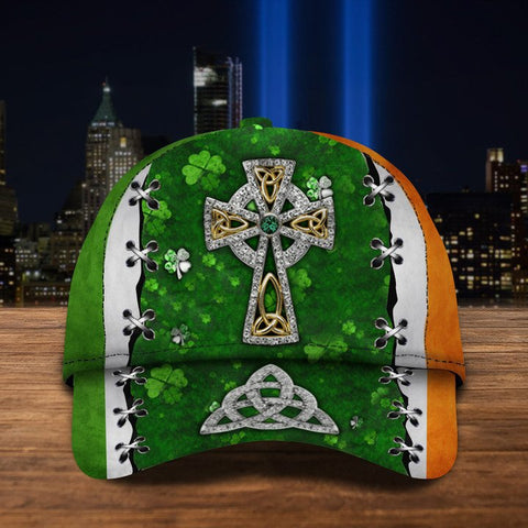 Celtic Cross Shamrock Irish Flag Hat Happy Saint Patrick's Day Caps Mens HN