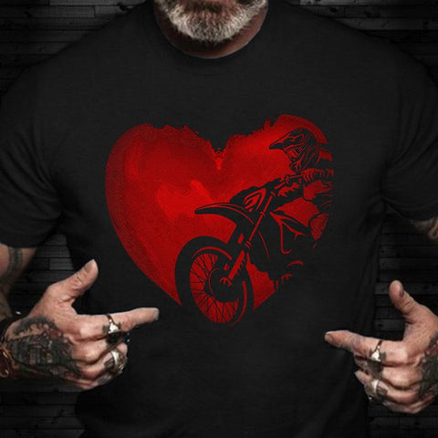 Motorbike Heart Shirt For Mens Valentine T-Shirt Gifts For The Motorbike Enthusiasts Valentines Gift for Him