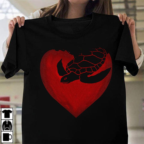 Turtle Heart Shirt Happy Valentine Couple T-Shirt Gifts For Turtle Lovers