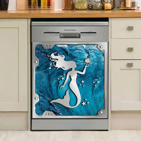 Grey Mermaid with Blue Ocean Dishwasher Cover, Gift for Mom, Mothers Day Gift