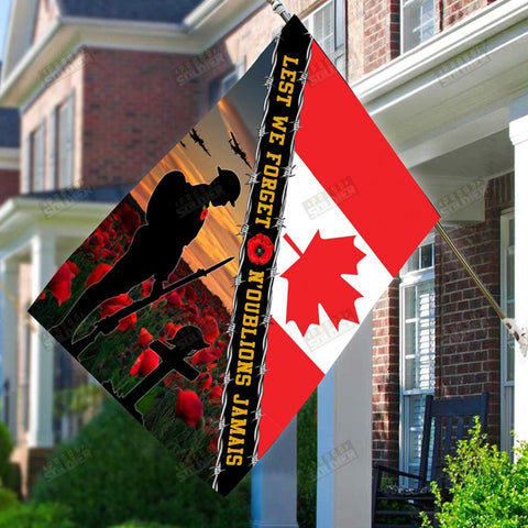 CANADA VETERANS LEST WE FORGET ALL OVER PRINTED BOTH SIDE HOUSE FLAG - AV-NQ161