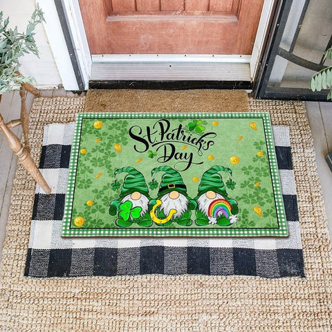 St Patrick's Day Gnomes Doormat Shamrock Doormat Irish Gnome Doormat Cute St Patrick's Day Decor Gift HT