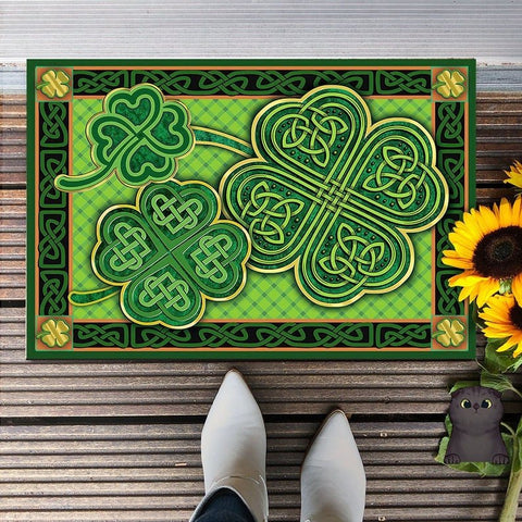 Irish Celtic Shamrocks St. Patrick's Day Doormat St. Patrick Day Home Decor Gift HT