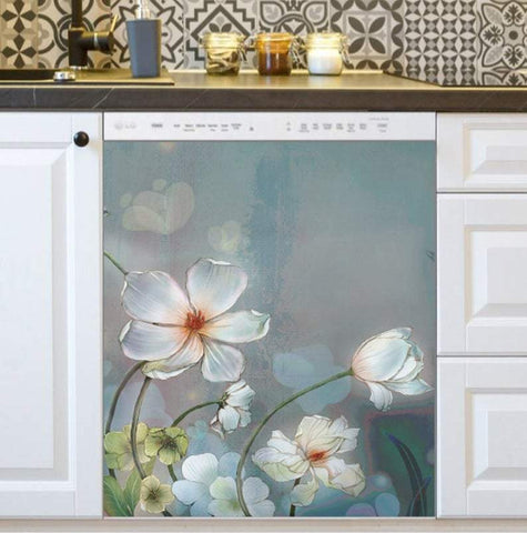 Blooming White Flowers Kitchen Dishwasher Cover