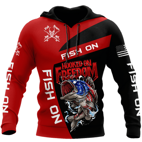 Men Hoodie Hooked on Freedom Fish on Fishing 3D printed shirts for men and women